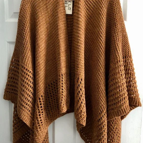 NWT Knit Fall Inspired Poncho - Picture 2 of 4